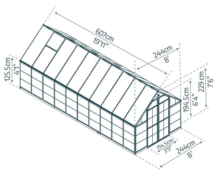 Växthus Balance 14,8 m² Mörkgrå Canopia by Palram